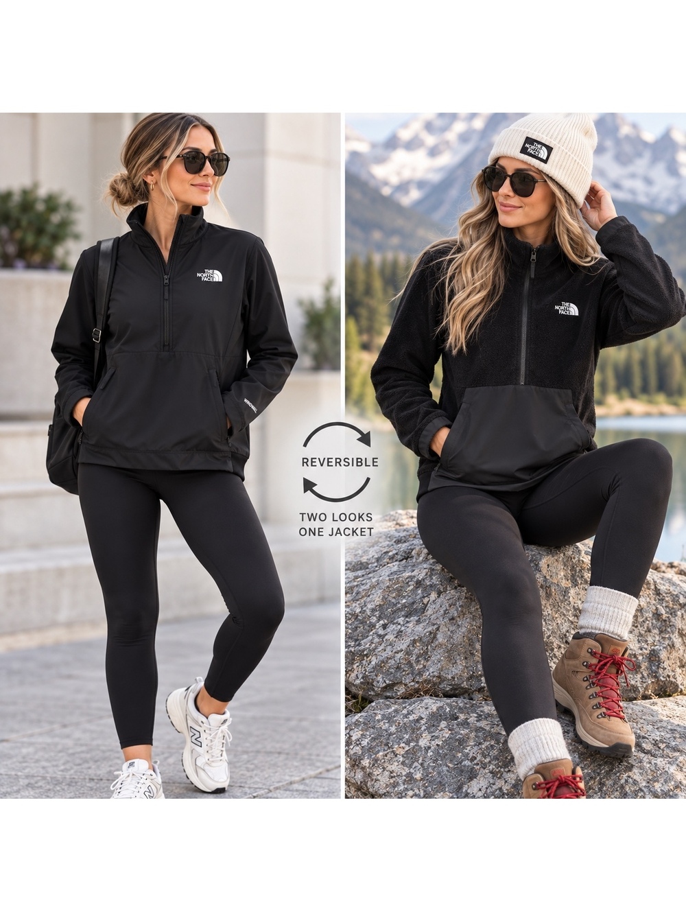 The North Face Reversible WindWall Fleece Pullover Black M